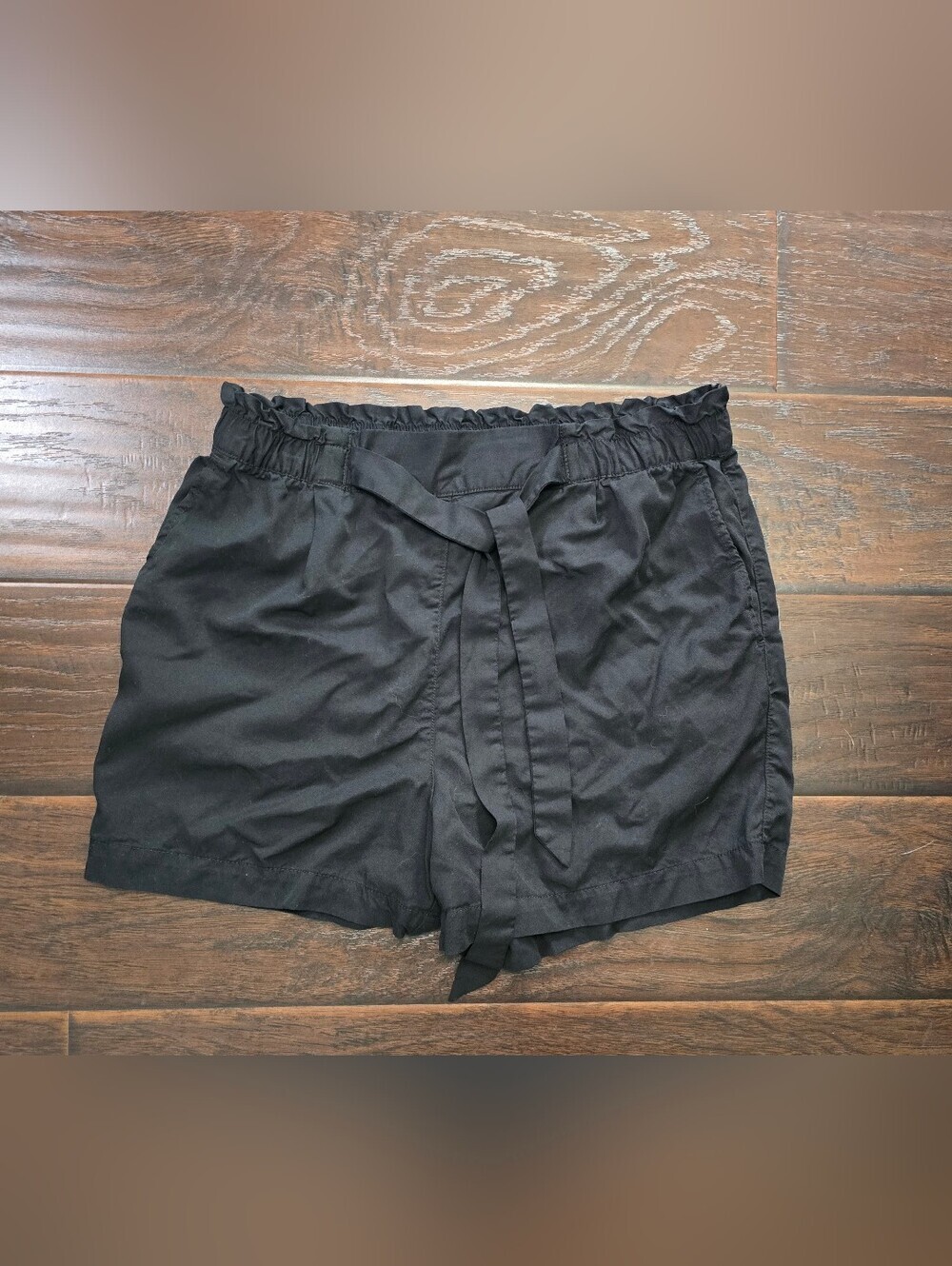 H&M Womens Black High-Waist Shorts with tie Size 10